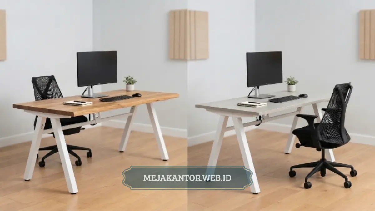 Perbandingan material yang memengaruhi harga Meja Staff MSO-140L