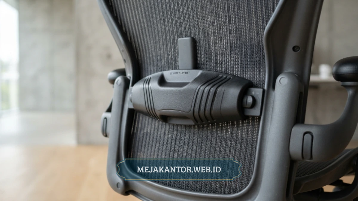 Detail sandaran lumbar pada kursi ergonomis kantor