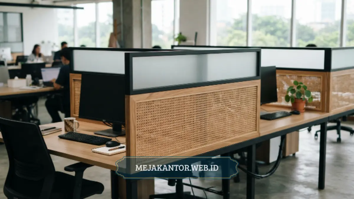 partisi workstation dalam layout meja staff
