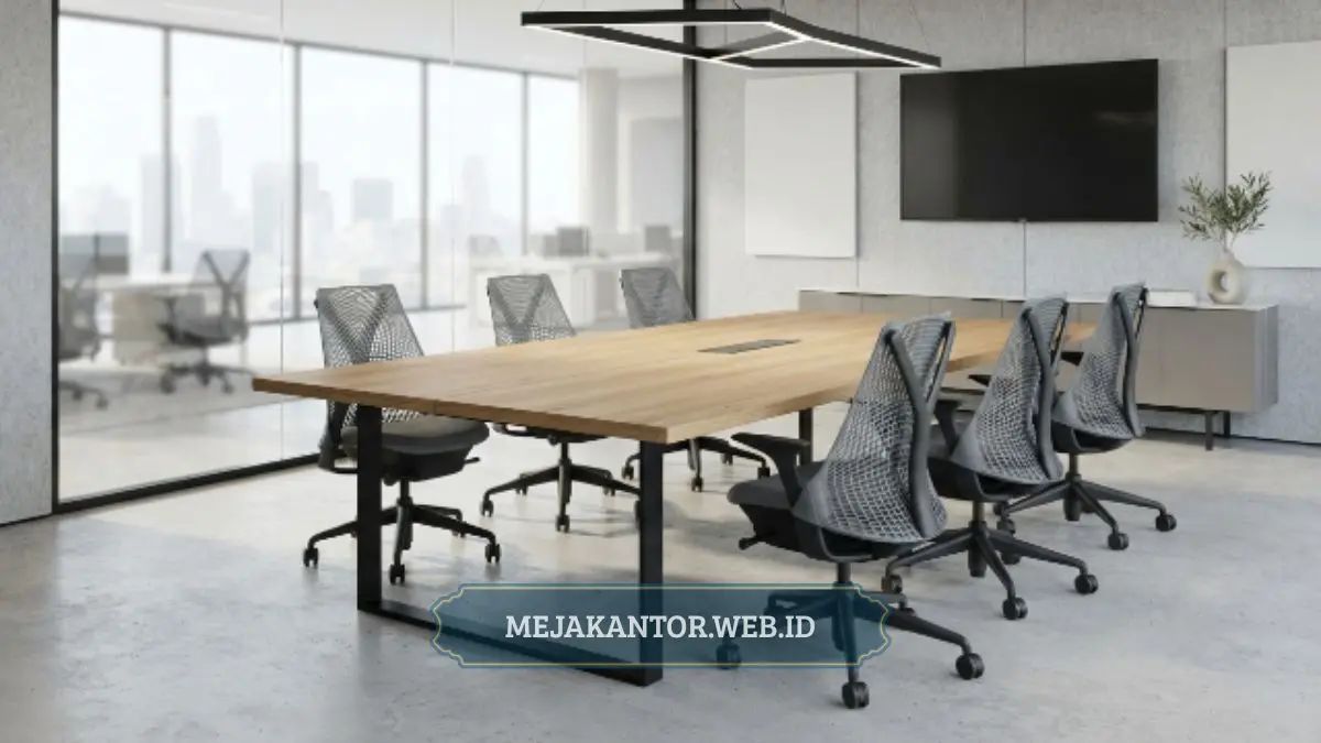 Contoh meja rapat minimalis untuk ruang meeting kolaboratif