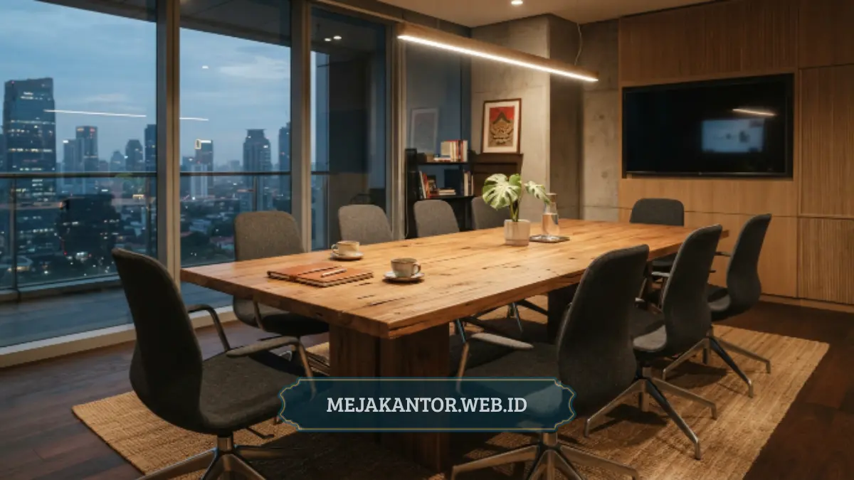 Meja rapat minimalis berbahan kayu untuk kantor profesional