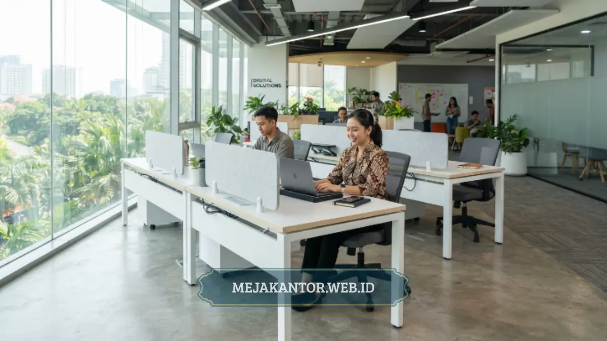 Instalasi Meja Staff MSO-140L pada ruang kerja staff modern