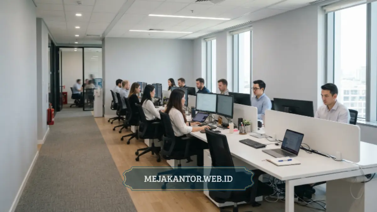 tata letak dan layout meja staff di kantor berukuran sempit